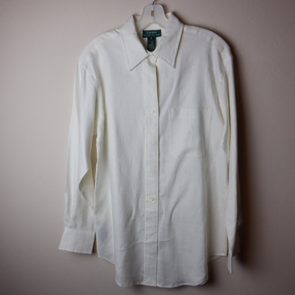 Ralph Lauren white vintage linen oversized top, size 6